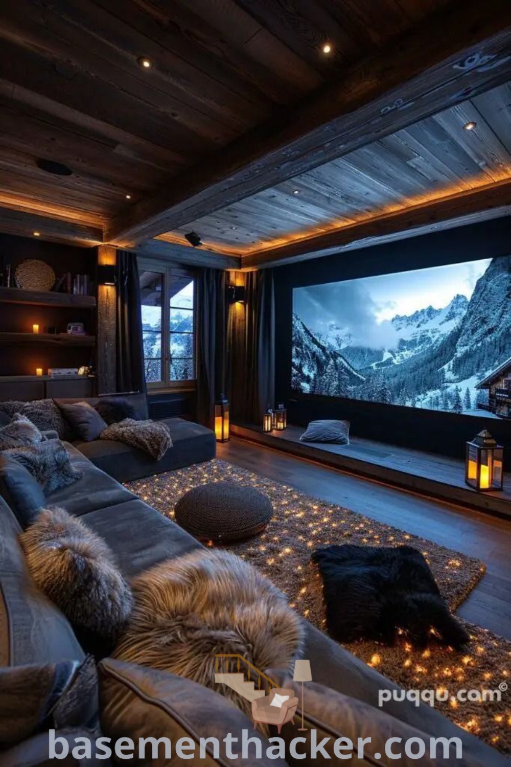 A stylish small theater room featuring innovative design ideas, cozy seating, and ambient lighting for an ultimate entertaining experience. This home cinema room design highlights functional elements while ensuring comfort and aesthetics. Explore more at basementhacker.com.